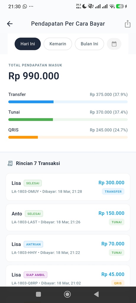 Preview Tampilan Utama LondriPro App